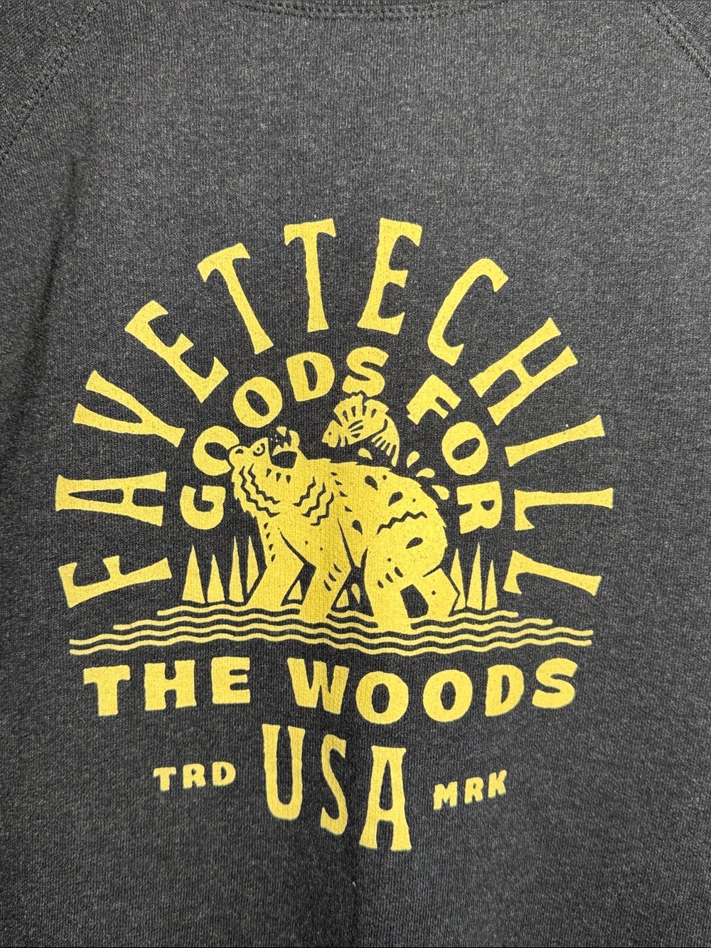 Fayettchill Goods For The Woods Sweatshirt Unisex Large* Bear USA Charcoal Crew - Picture 4 of 8